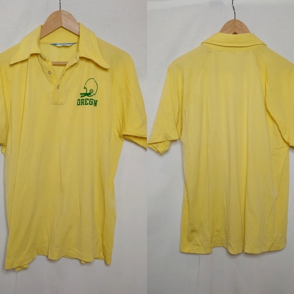 Champion Other - Vintage Champion University of Oregon Ducks Football Polo Shirt Yellow 60s 70s L
